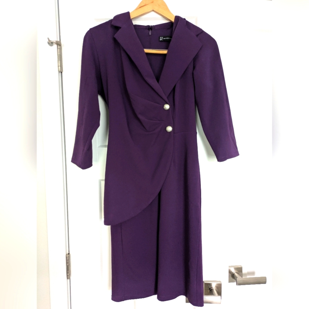 New York & Company Purple Blazer Sheath Dress